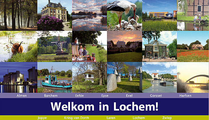 ansichtkaart met tekst Welkom in Lochem!