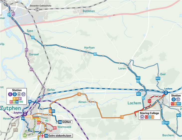 plattegrond waarbij zichtbaar is waar de lijnen lopen