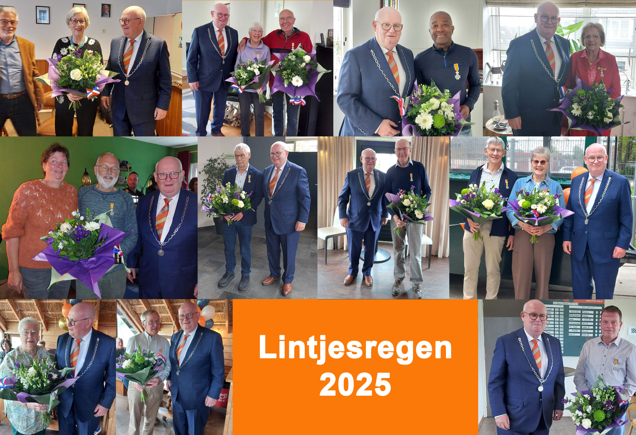 collage van foto's van de burgemeester met de mensen die een lintje ontvingen