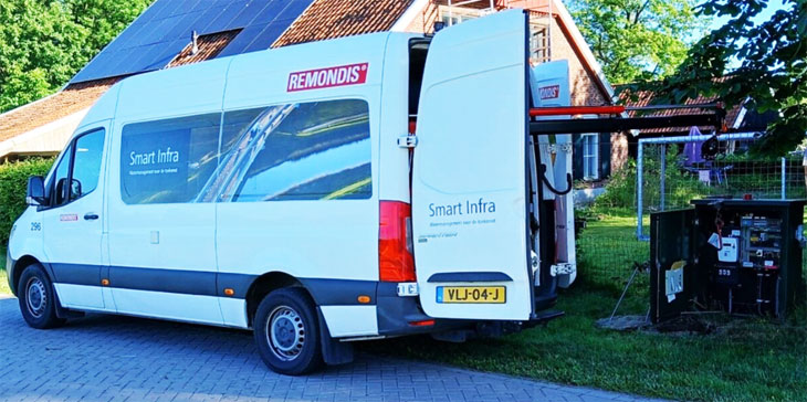 onderhoudsbus bij drukrioolkast